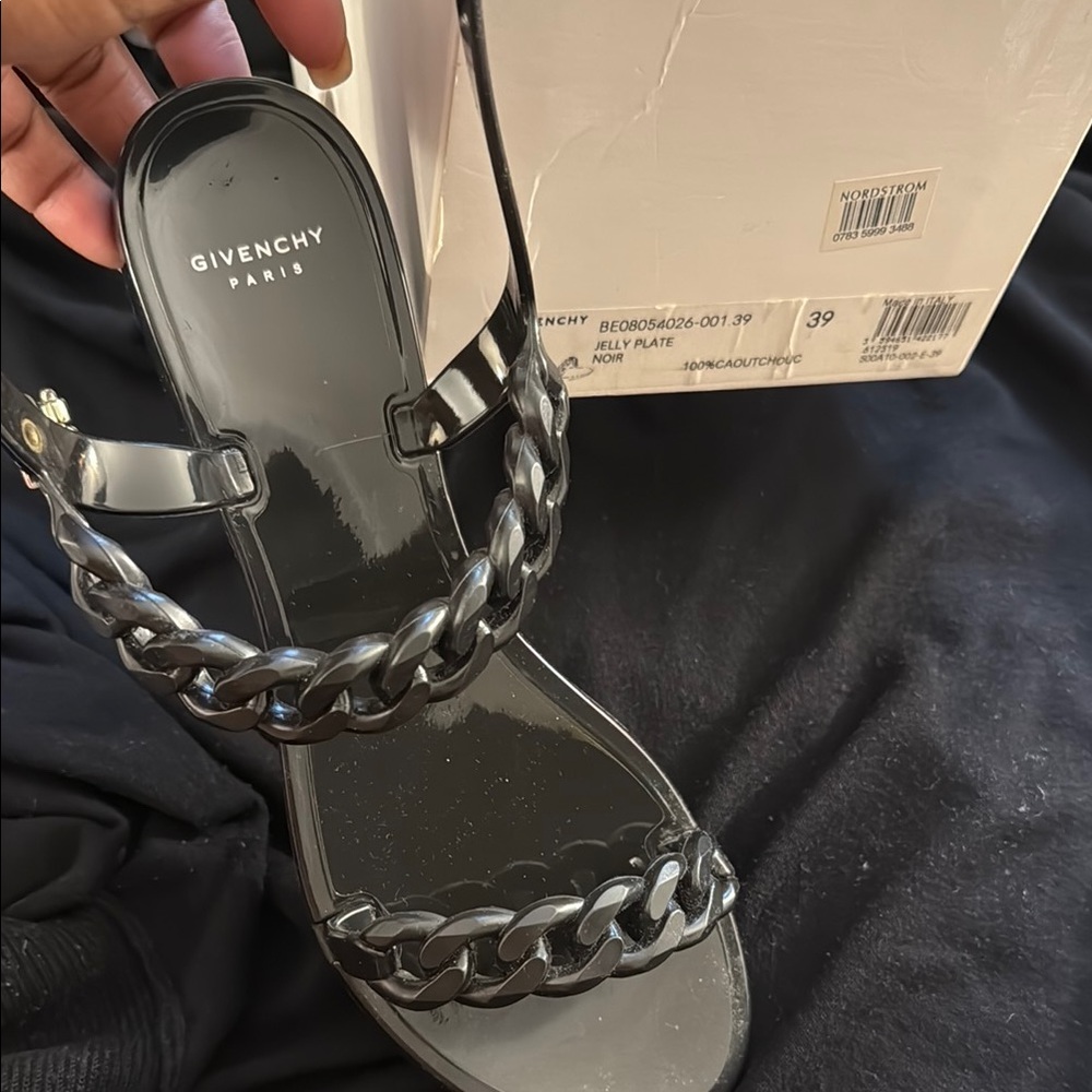 Givenchy Black Patent Jelly Chain-Strap Sandals